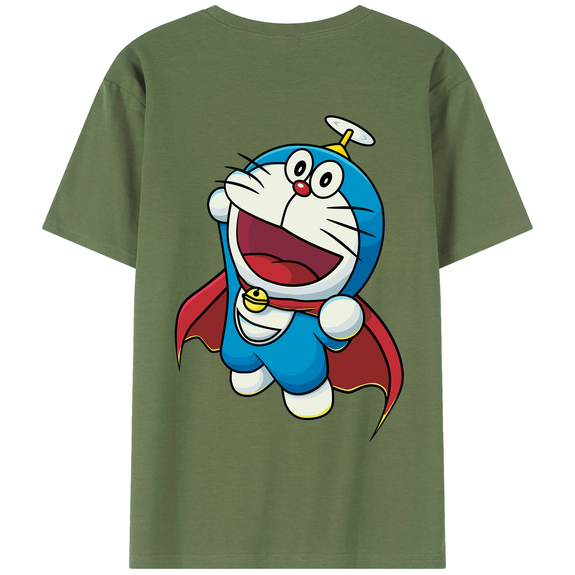 （画像用） ドラえもん Doraemon 綿100％ メンズ半袖Tシャツ（バックプリント） 通気性